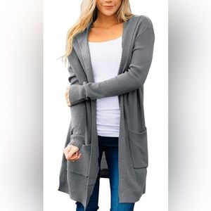 Long hooded cardigan